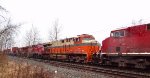 NS 8105 Interstate Heritage unit, in the #4 locomotive position of a 6 locomotive lash up, E/B through Pratt Siding with a unit stack train from Robert's Bank, Delta, B.C., heading for Chicago Illinois